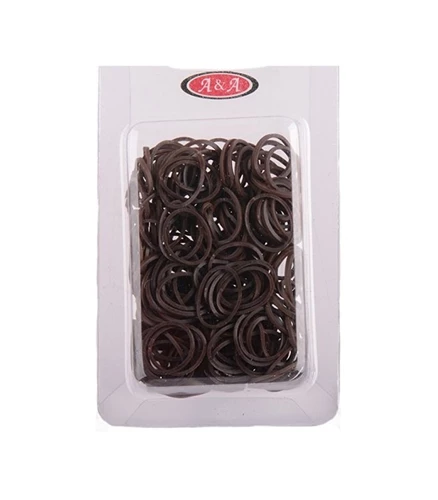 A&A Thick hair elastic bands - 150 pieces brown