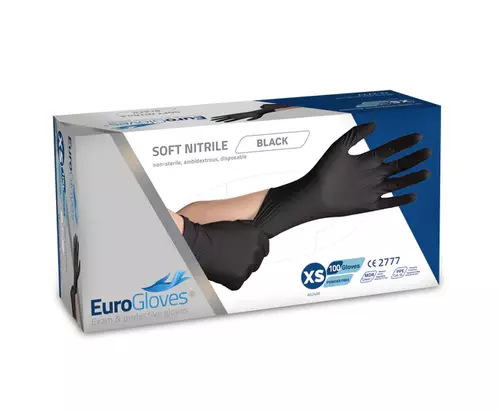 Eurogloves Soft-Nitril Handskar - Svart - 100st Extra Small
