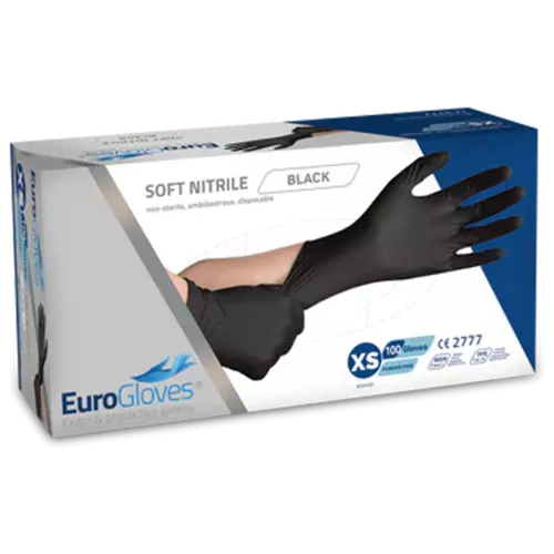 Eurogloves Soft-Nitril-Handschuhe - Schwarz - 100 Stk Extra Small