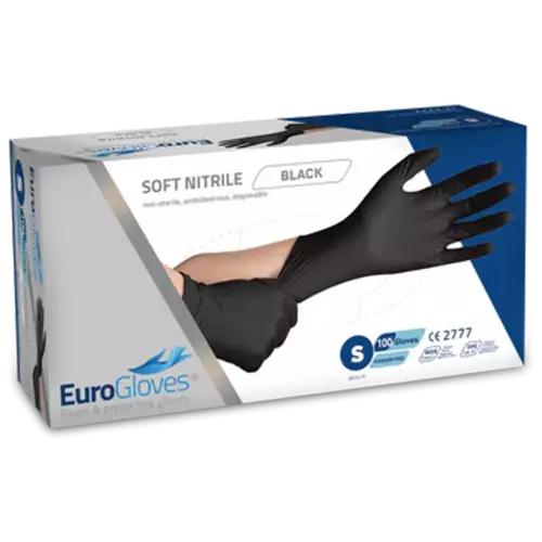 Eurogloves Puha-nitril kesztyű - fekete - 100db Small