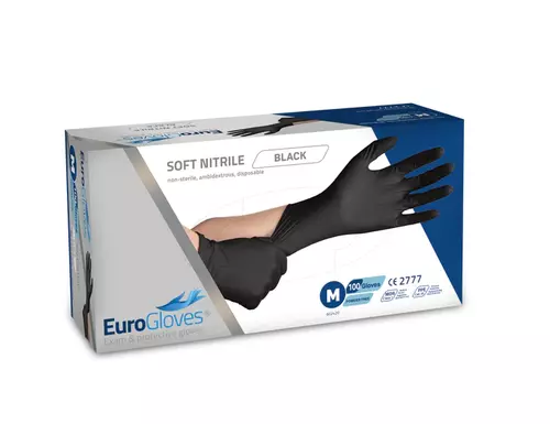 Eurogloves Soft-Nitril Handskar - Svart - 100st Medium