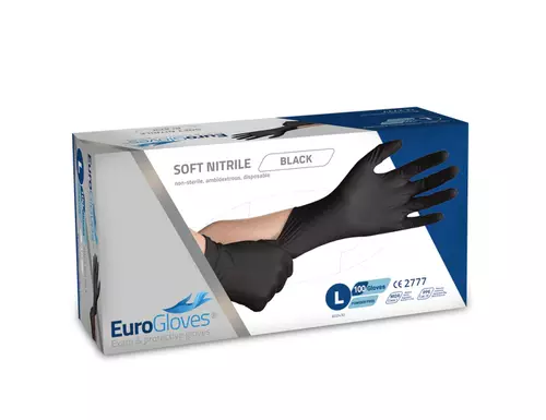 Eurogloves Soft-Nitril Handskar - Svart - 100st Large