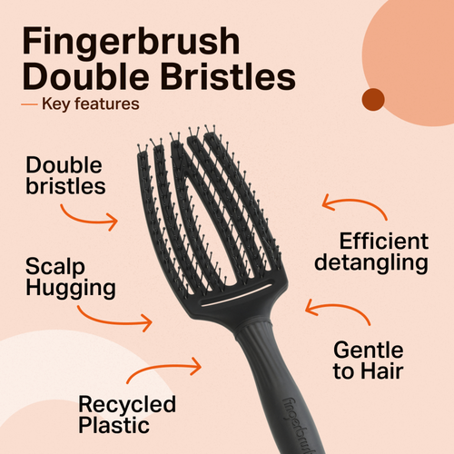 Olivia Garden Fingerbrush Double Bristles Black