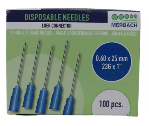 Merbach Injection Needle - Blue -100pcs 0.60 x 25 mm