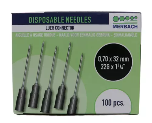 Merbach Injection needle - Black -100 pcs 0.7 x 32 mm