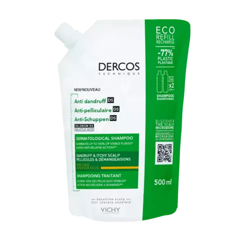 Vichy Dercos Anti-dandruff Dermatological Shampoo - Dry Hair 500ml - Refill