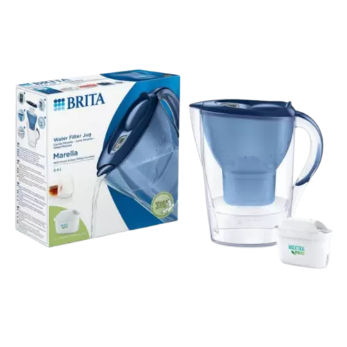 BRITA Marella Cool Water Filter Jug 2,4L + Maxtra Pro All-in-1 Waterfilter Blue