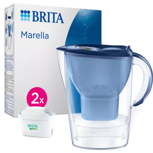 BRITA Marella Cool Waterfilterkan 2,4L + 2 Maxtra Pro All-in-1 Waterfilters Blue