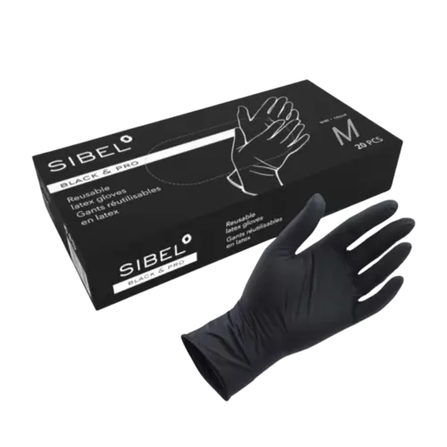 Sibel Black & Pro Latex Reusable Gloves- 20st Medium