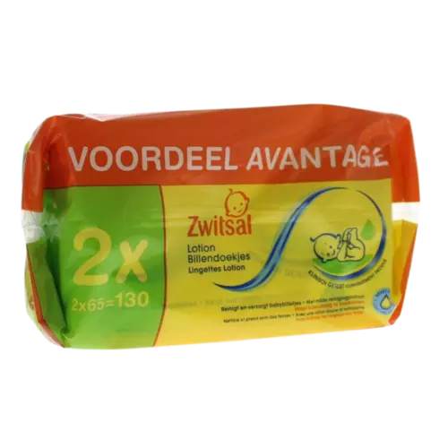 Zwitsal Lotion Baby Wipes 2x65 stuks